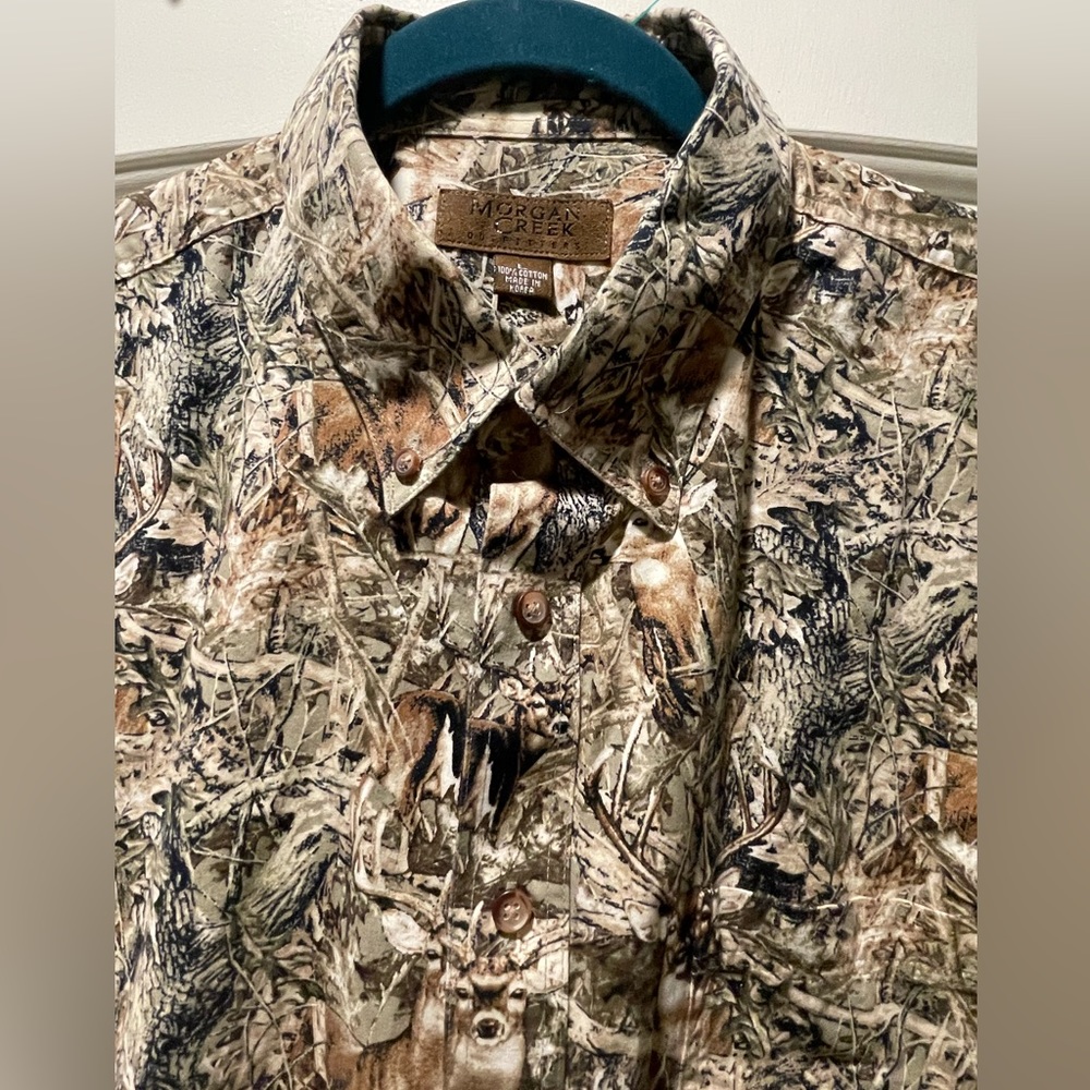 Morgan Creek Outfitters Big Buck Shirt, Men’s Large Short Sleeve Button Down
